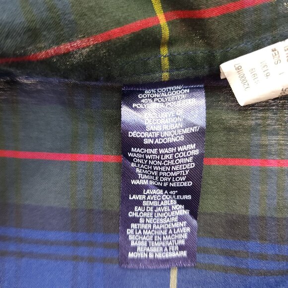 Chaps Boys Plaid Patchwork Button-Down Shirt XL 18/20 Cotton/Polyester - Picture 6 of 7